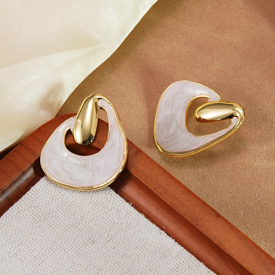 Sweet Geometric Drip Oil Stainless Steel Earrings for Women