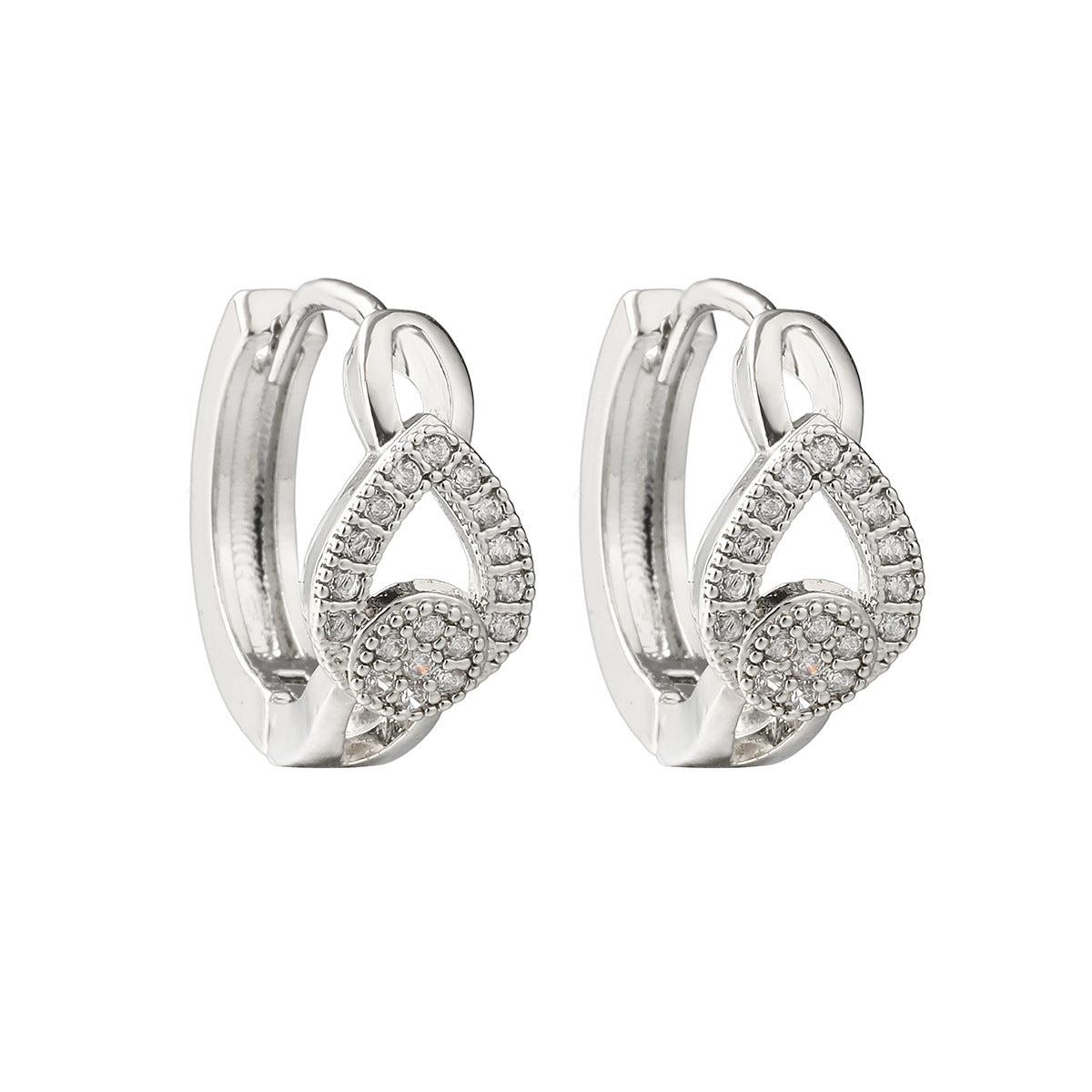 Pendientes Geométricos Minimalistas de Cobre con Baño de Oro de 18K y Circonitas Micro-Pavé para Mujer