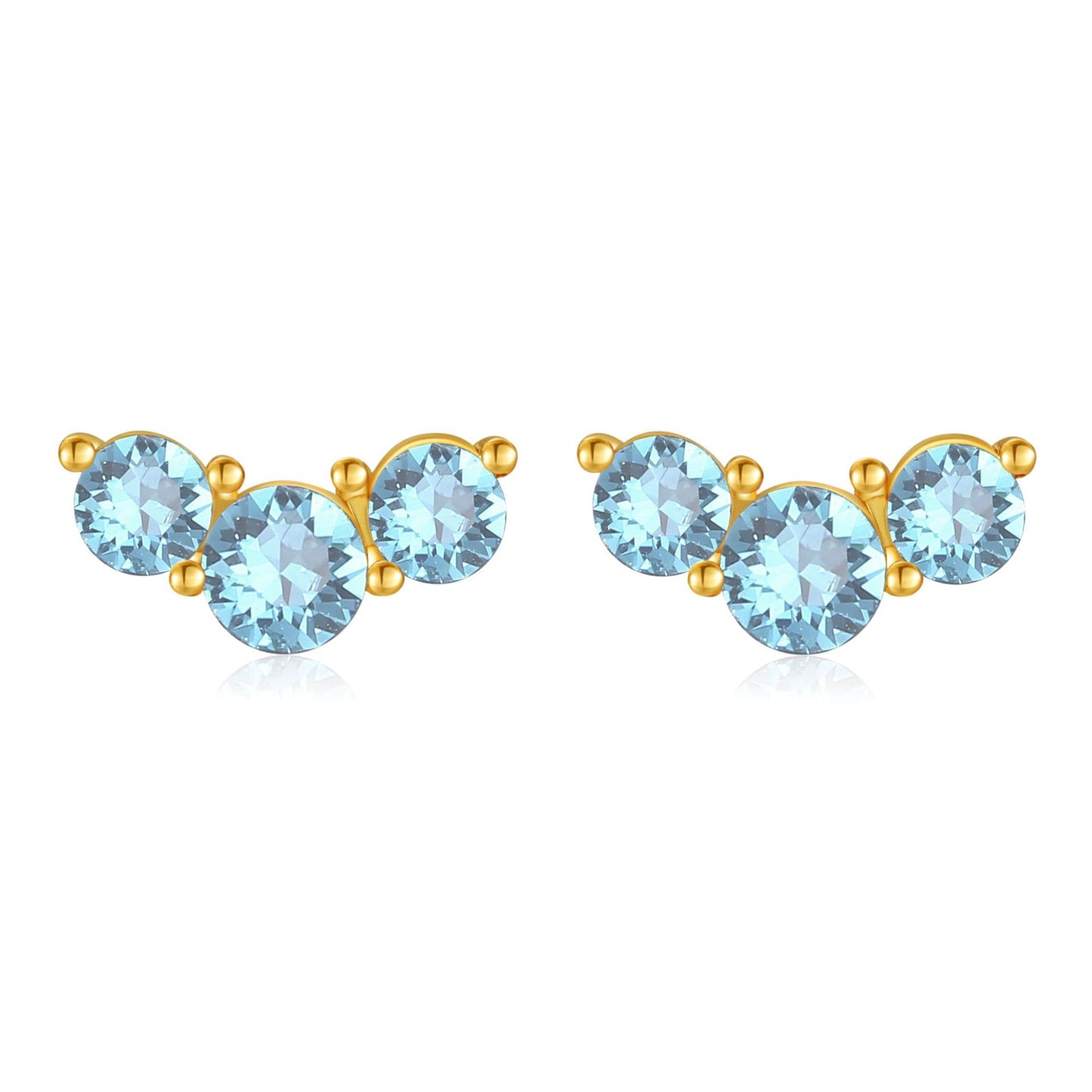 Orecchini a perno con pietra portafortuna geometrica in stile Fashion-Commuter, in rame con placcatura in vero oro e perni in argento sterling S925, da donna