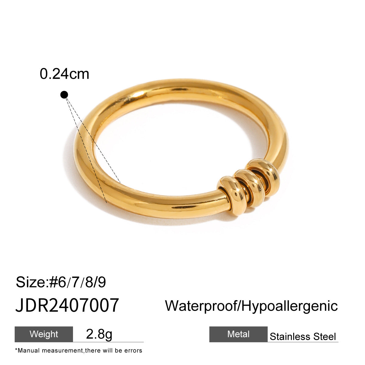 Anello geometrico in acciaio inossidabile da donna con placcatura in oro 18 carati e accenti di zirconi, accessorio di moda lussuoso e minimalista
