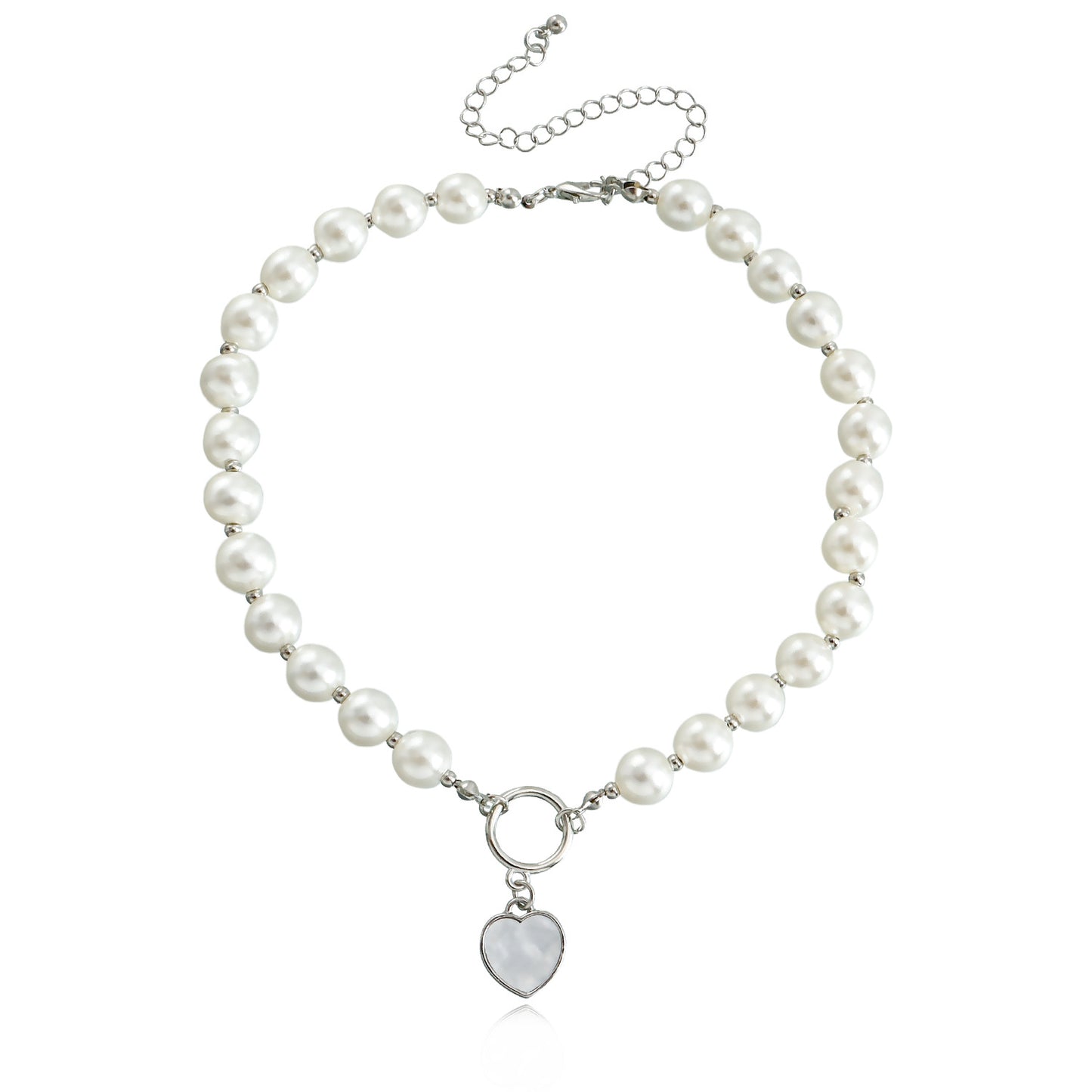 Punk Style Geometric Mother-of-Pearl Pendant Necklace for Women Alloy Chain with Plating Finish