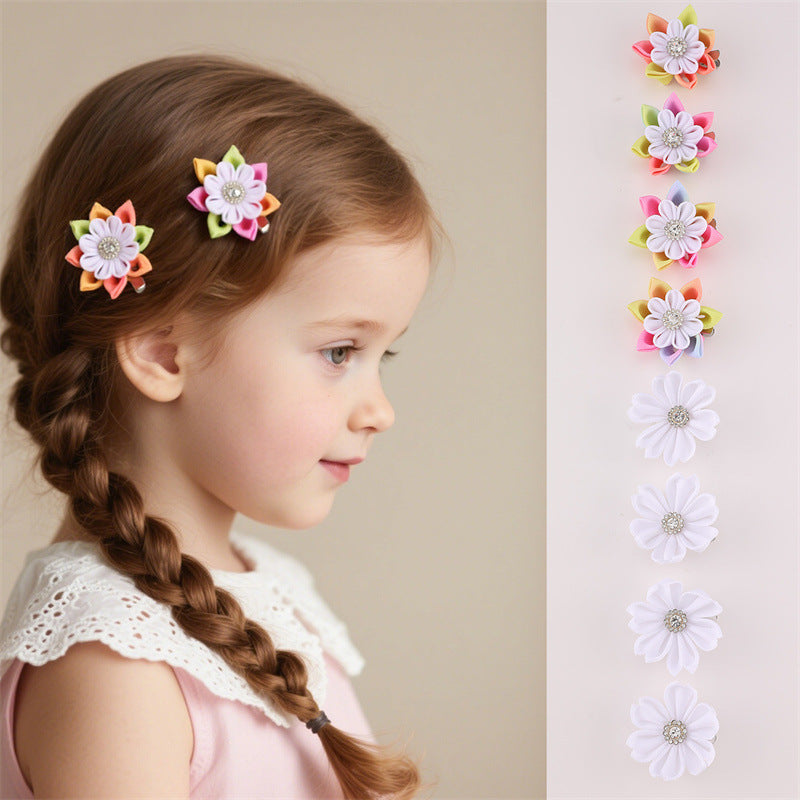 Fermaglio per capelli in resina a forma di fiocco, stile naturale, per bambine, con dettagli arricciati e a rete