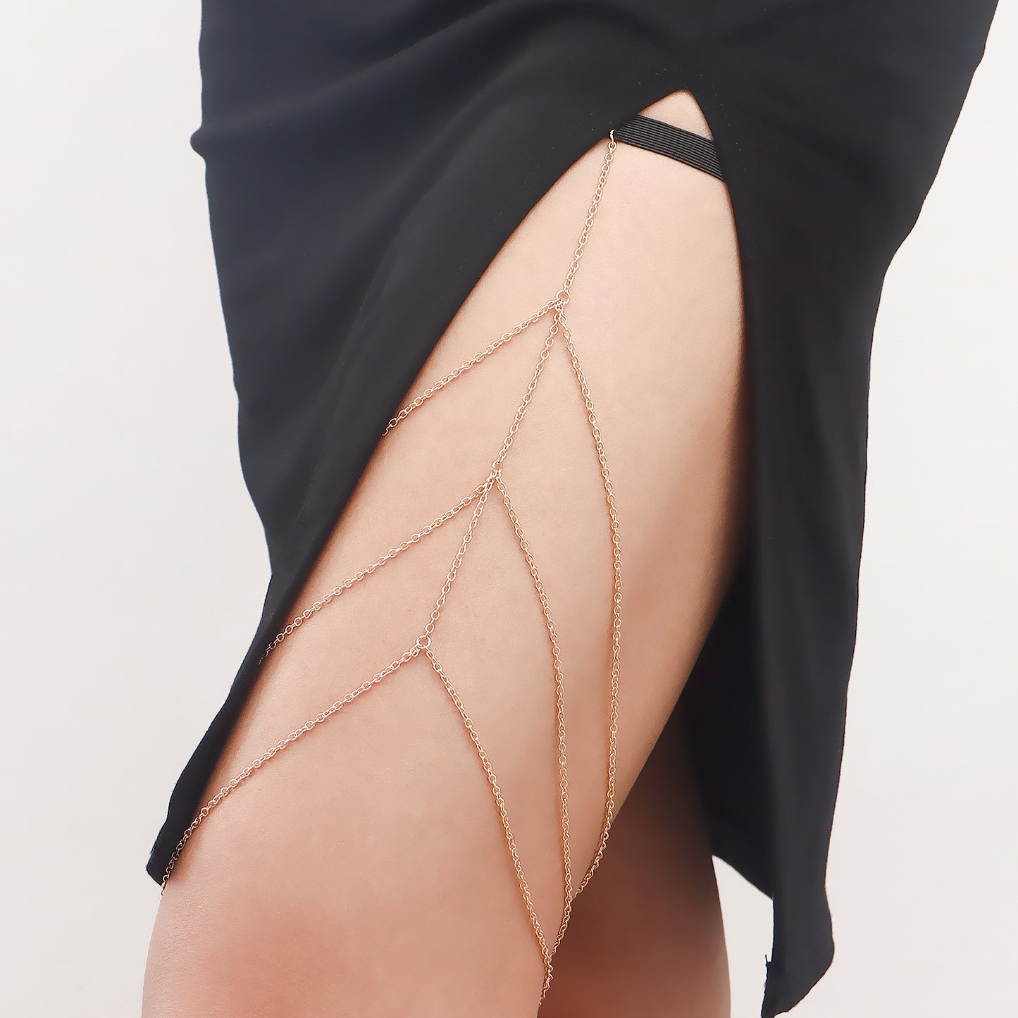 Stretchable Geometric Anklet Body Chain for Women Alloy with Electroplating Finish Fashionable Casual Leg Chain