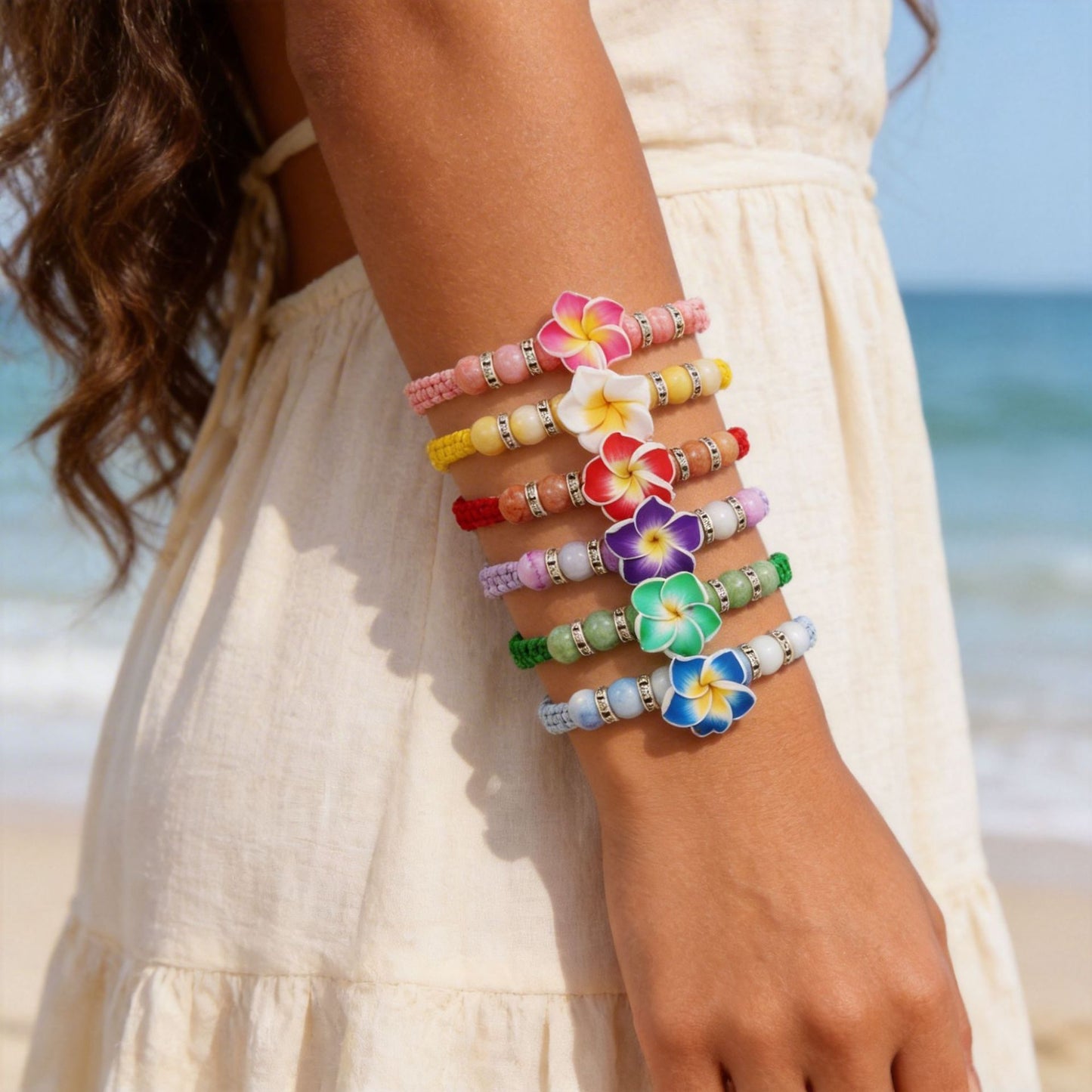 Sweet Minimalist Floral Resin Handmade Bracelet Adjustable Cord