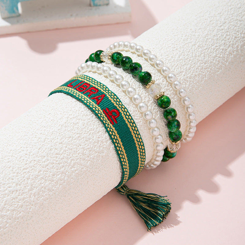 Bohemian Children's Woven Bracelet with Star Charm and White Crystal Accent for Girls Aged 6 to 10 Years