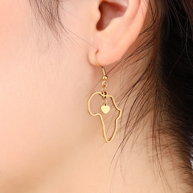 Orecchini a cuore geometrici dorati da donna, gioielli di moda in acciaio inossidabile, regalo elegante per lei