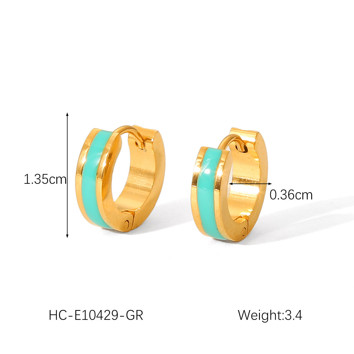 Minimalist Geometric Titanium Steel Earrings with 18K Gold Plating and Colorful Enamel Finish for Women