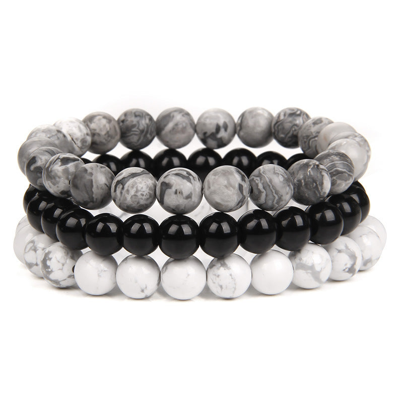 8mm Natural Rose Quartz and Agate Geometric Beaded Bracelet Unisex Crystal Jewelry