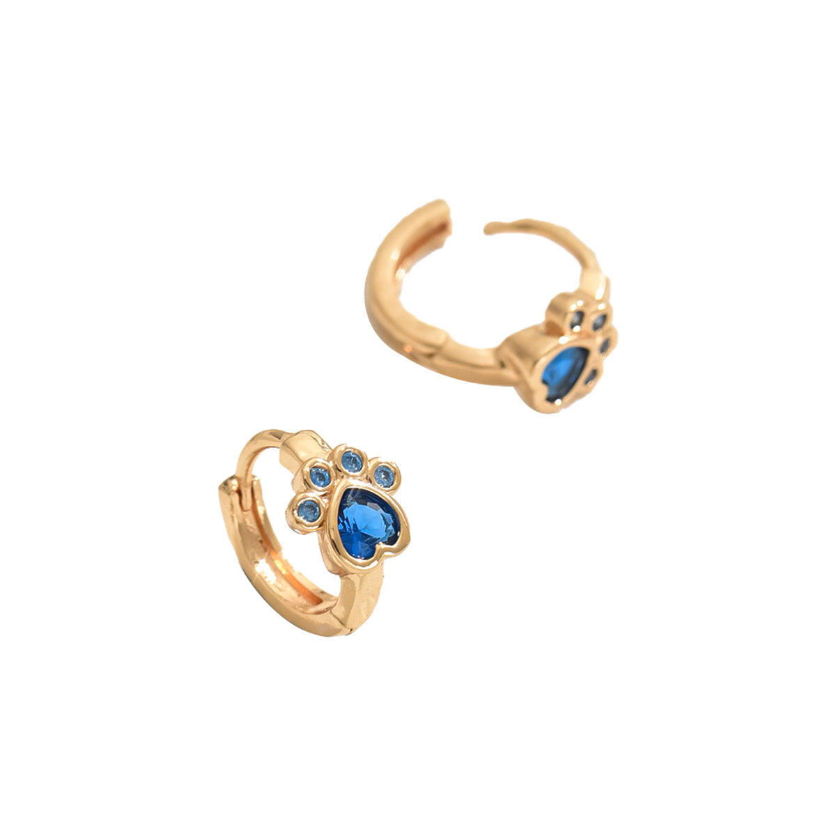 Minimalist Fashionable Bear Paw Stud Earrings for Women with Cubic Zirconia Inlay on Copper Base and Stainless Steel Posts