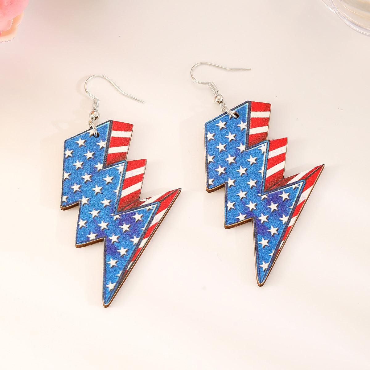 Pendientes de Madera Geométricos Minimalistas Estampados para Mujer
