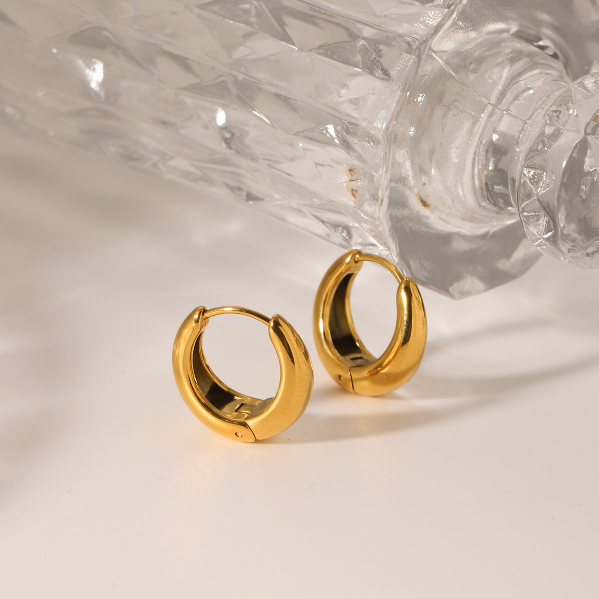 Minimalist 18K Gold Plated Stainless Steel U-Shaped Geometric Hoop Earrings for Women