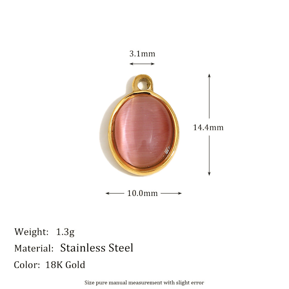 Ciondolo Floreale Minimalista in Acciaio Inossidabile con Placcatura in Oro 18K e Dettagli in Smalto
