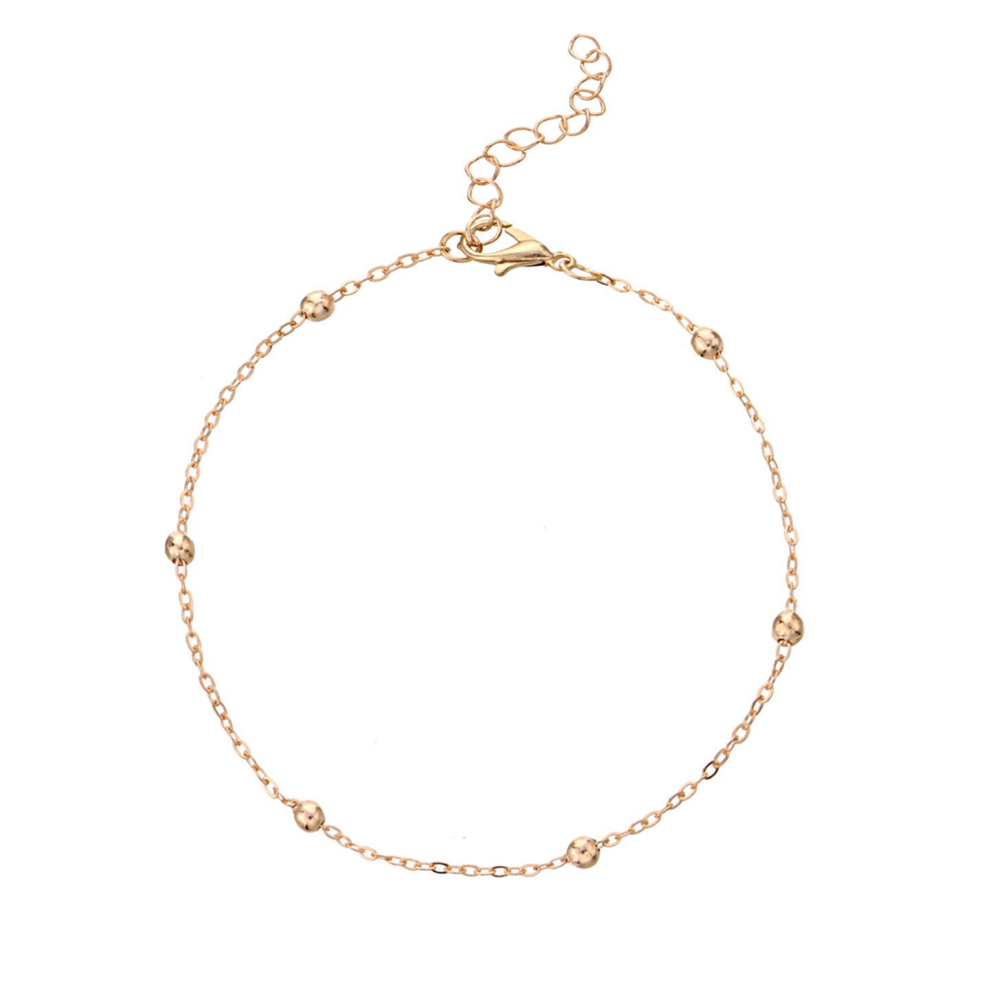 Minimalist Geometric Alloy Anklet for Women with Smooth Round Beads and Handcrafted Metal Design