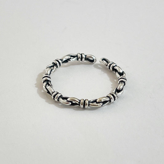 Anillo de nudo chapado geométrico de plata de ley 925 minimalista vintage