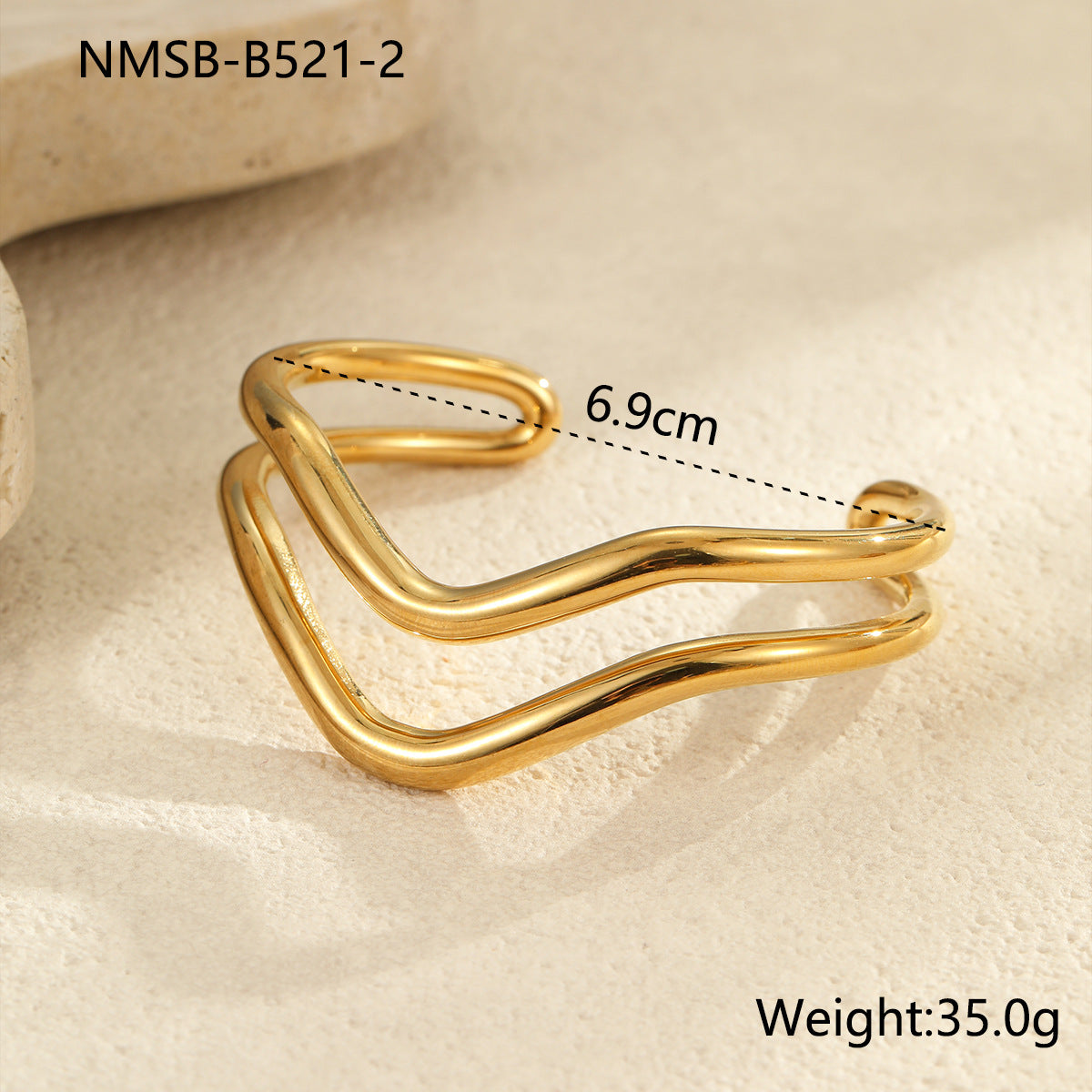 Geometric Line Pattern Titanium Steel Bracelet with Gold and Silver Tone Plating for Women