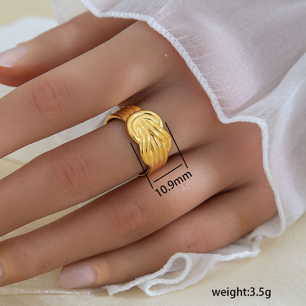 Anello Minimalista a Forma di Foglia in Acciaio Inossidabile Placcato Oro 18K da Donna e da Uomo