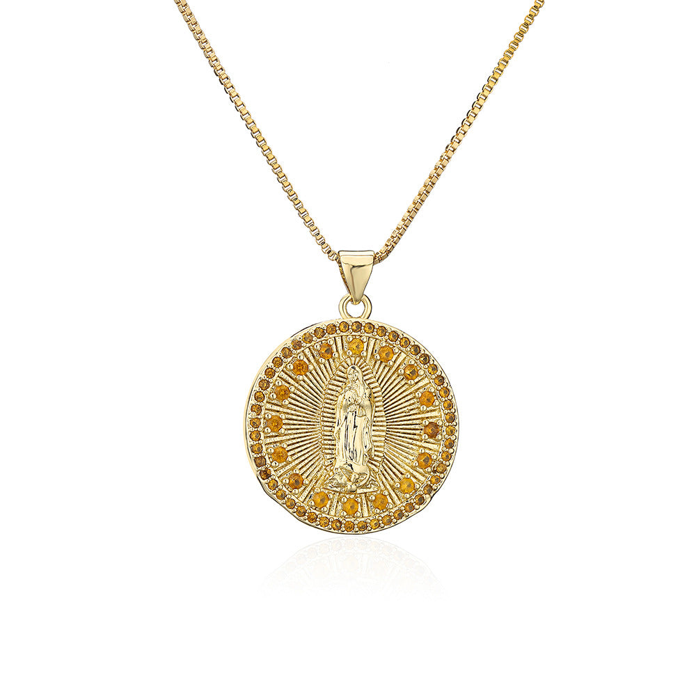 Minimalist Geometric Copper Pendant Necklace with 18K Gold Plating and Micro-Paved Zirconia for Women