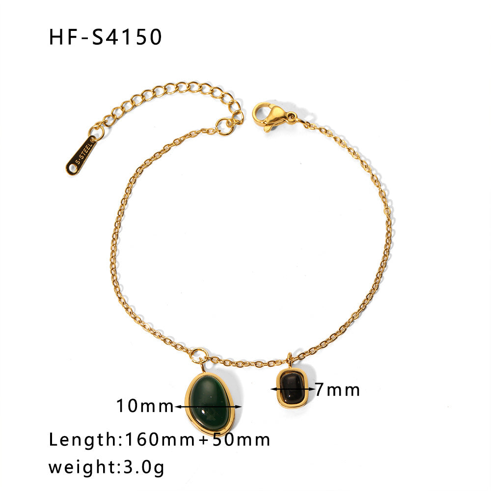 Minimalist Heart-Shaped Pearl Pendant Bracelet for Women with Titanium Steel Chain and Zircon Inlay