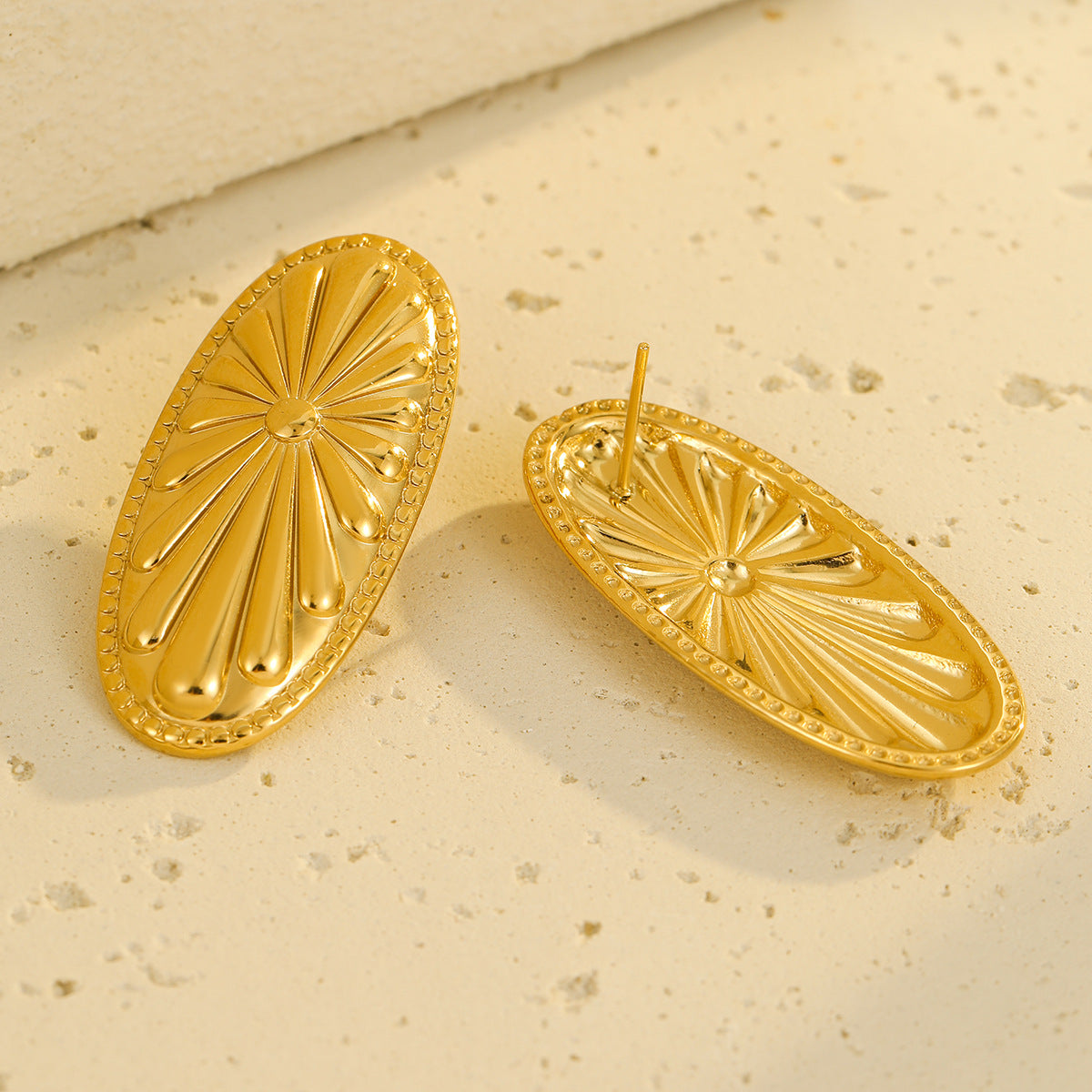 Conjunto de Pendientes Geométricos de Acero Inoxidable con Acabado Chapado para Mujer, Joyería Minimalista y de Moda para la Oficina