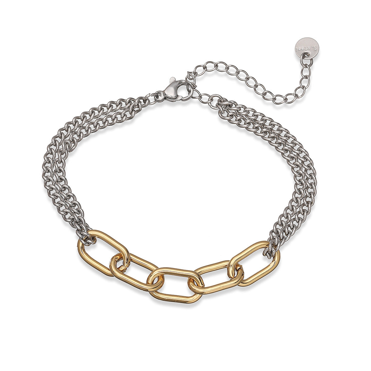 Geometric Gold Plated Stainless Steel Bracelet for Women