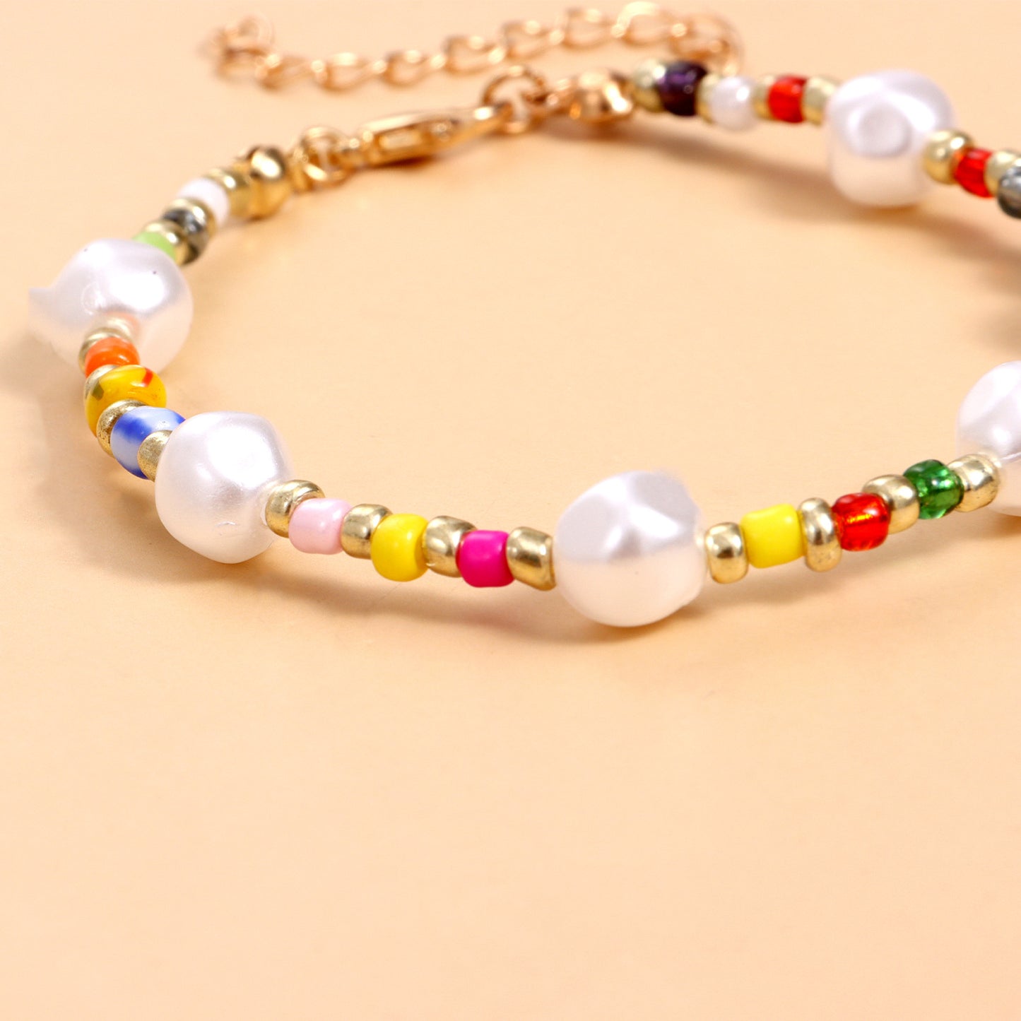 Geometric Beaded Bracelet for Women Hand-Strung Colorful Seed Beads with Artisan Craftsmanship