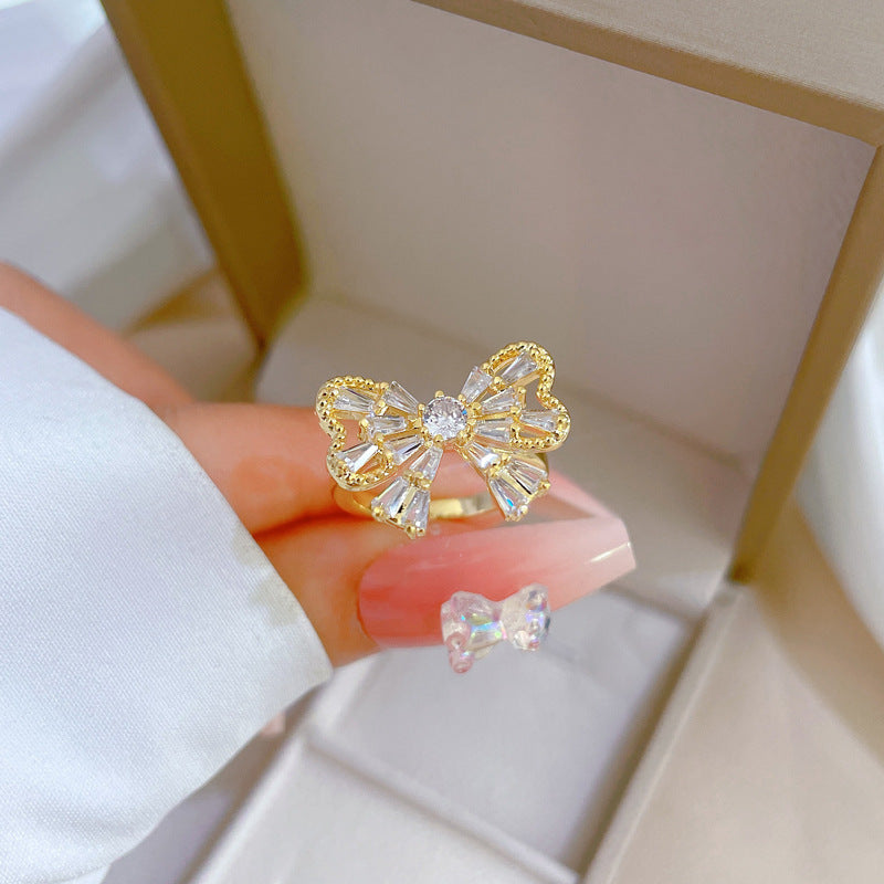 Anello Lusso Farfalla con Strass Placcato Ottone Regolabile da Donna