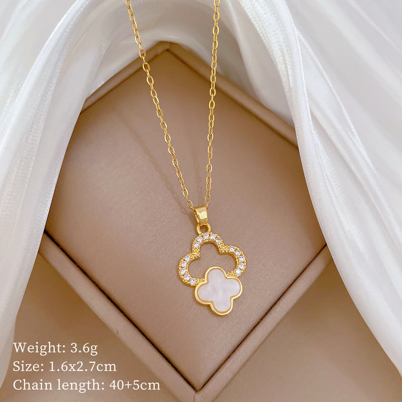 Luxury Sweet Geometric Titanium Steel Necklace and Earrings Set
