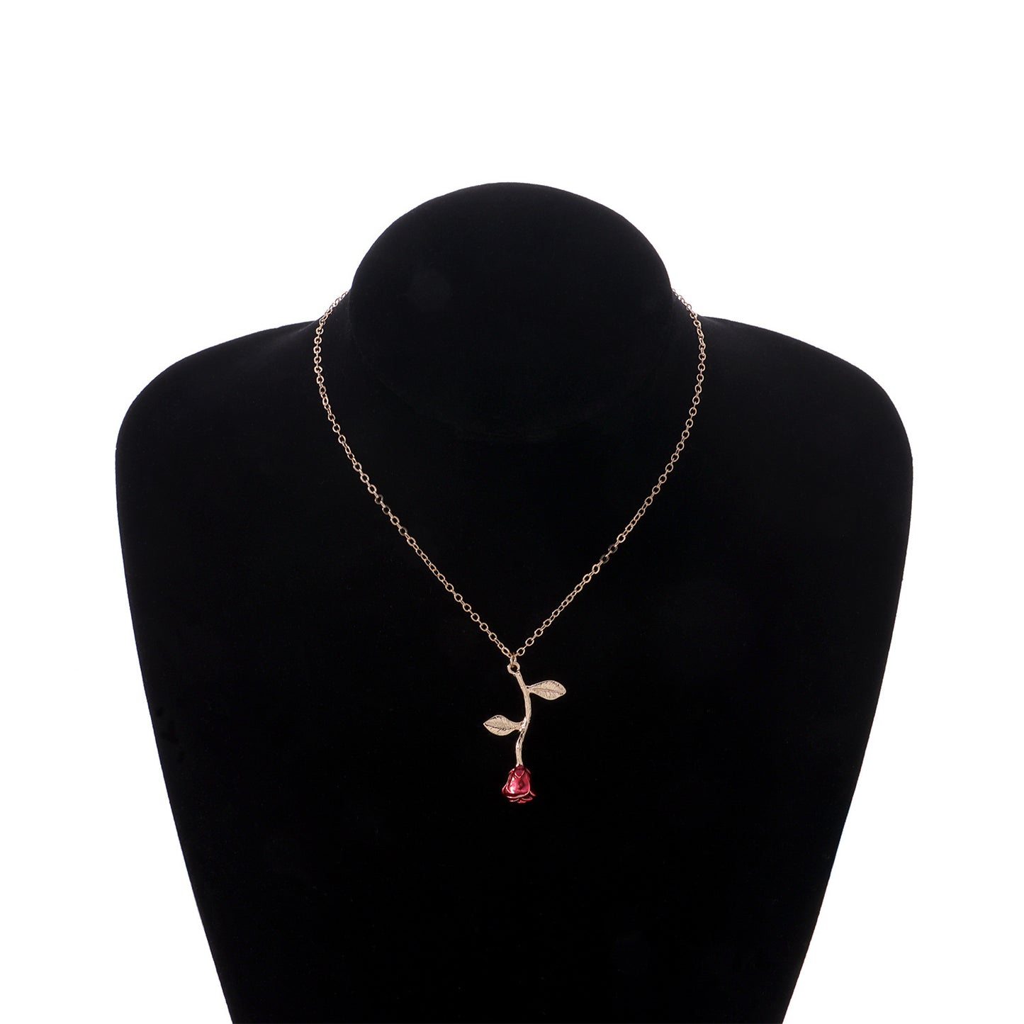 Natural Floral Rose Pendant Necklace for Women Alloy Chain with Plating Finish