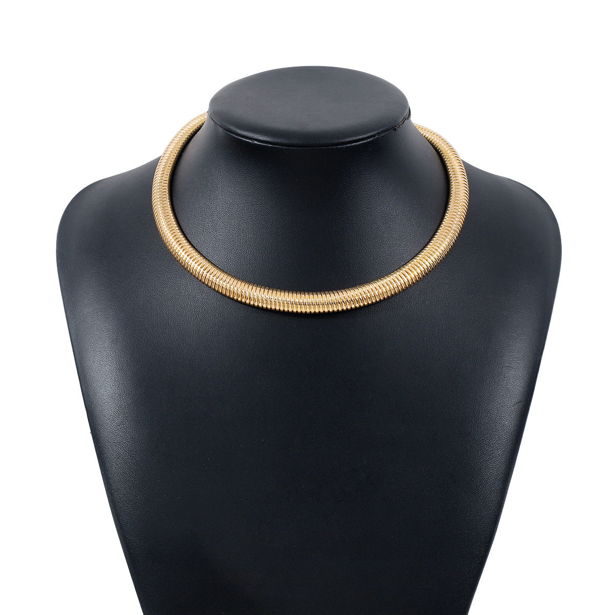 Collana da donna in metallo testurizzato geometrico, dolce e audace, con finitura galvanizzata e design a collare