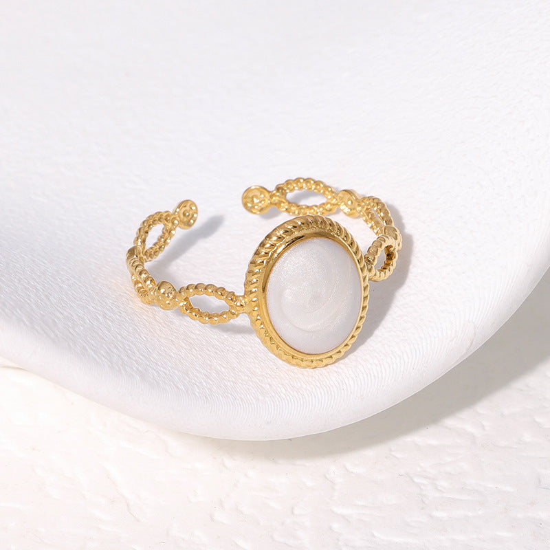 Anello vintage regolabile in acciaio inossidabile placcato oro da donna, ipoallergenico e resistente allo scolorimento