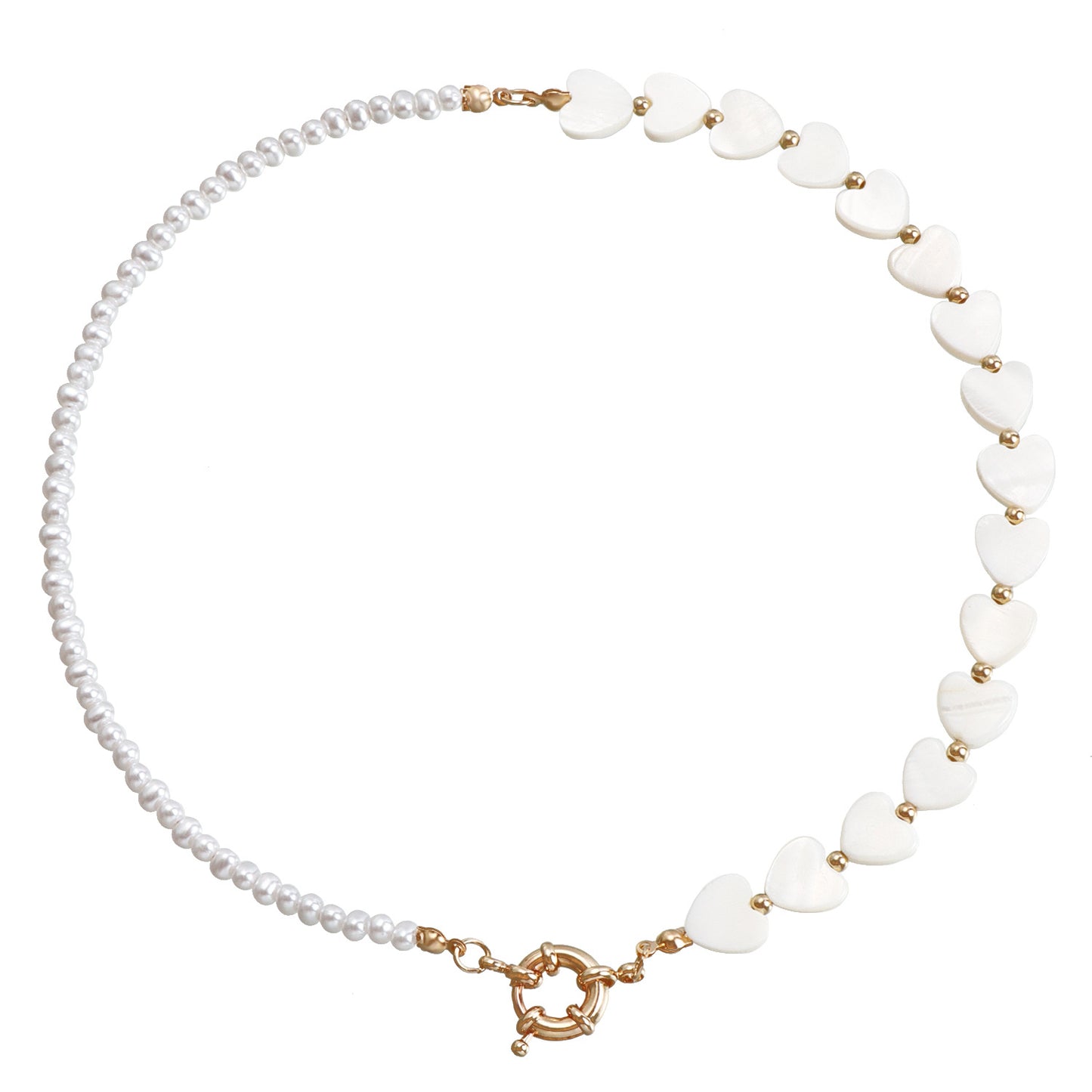 Collar con colgante en forma de corazón acrílico de una sola capa minimalista para mujer con detalles de concha y acabado galvanizado