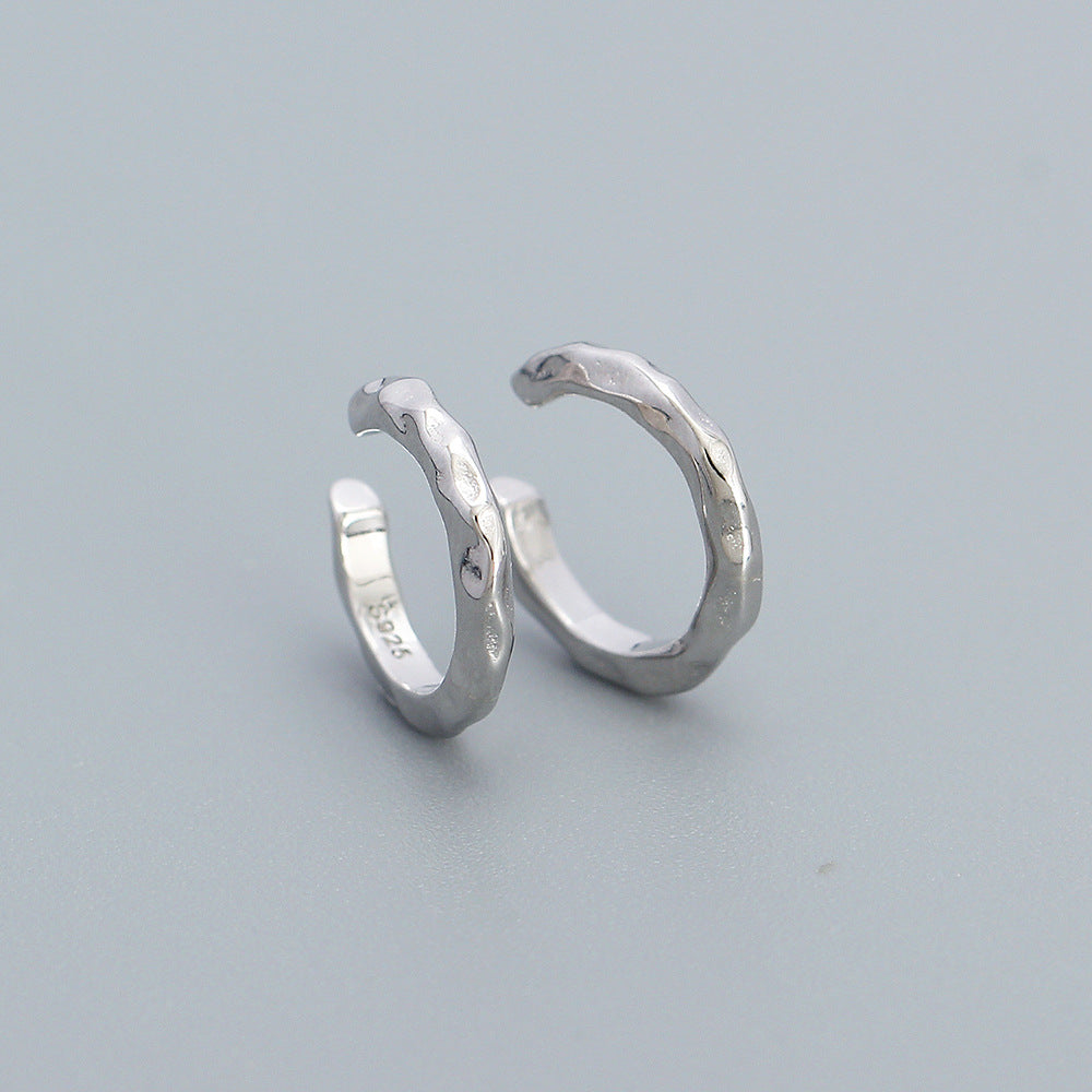 Orecchini a Clip in Argento Sterling 925 Stile Geometrico per Orecchie Non Forate con Design Poker di Strass, Gioielli con Polsino per Orecchio alla Moda e Minimalisti