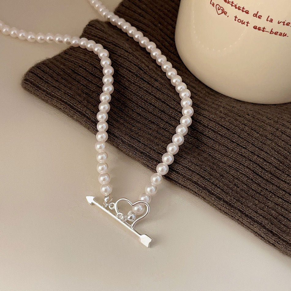 Minimalist Cupid Pendant Necklace for Women with 925 Sterling Silver Chain and Crystal Pearl Accents in Rainbow Hue