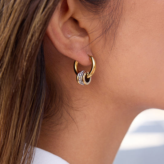 Minimalist Geometric Stainless Steel Hoop Earrings with Plated Finish for Women