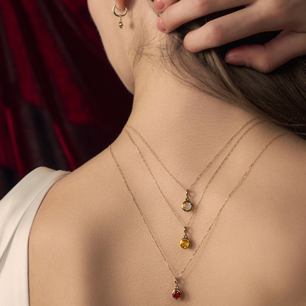 Vintage Geometric Cubic Zirconia Brass Pendant 18K Gold Plated Stainless Steel Charm Bar