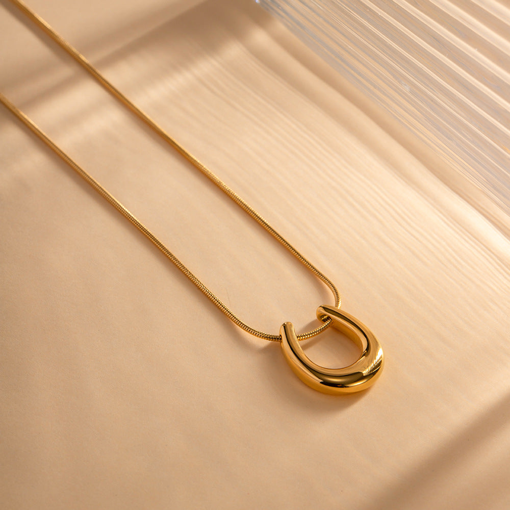 Trendy Asymmetric 18K Gold Plated Stainless Steel Pendant Necklace for Women