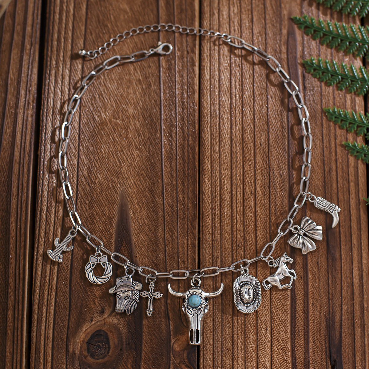 Vintage Geometric Pendant Necklace with Cross and Star Motifs in Alloy with Plated Finish for Women