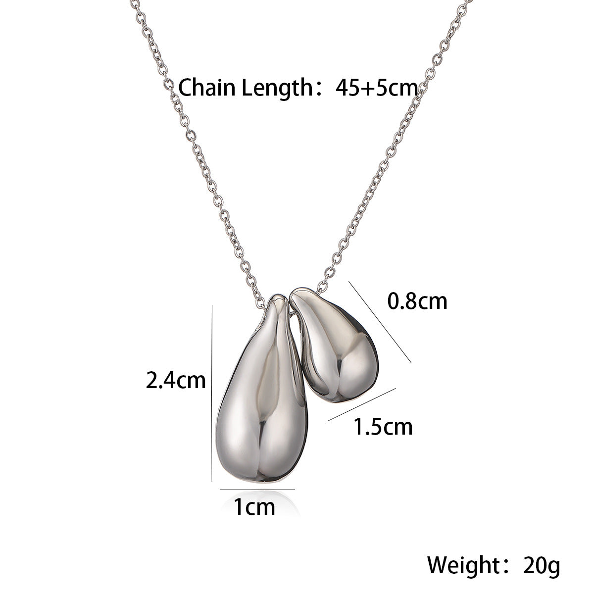 Fashion Geometric Teardrop Titanium Steel Pendant Necklace for Women