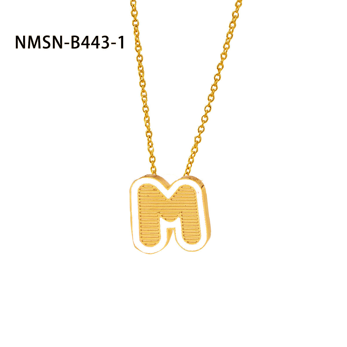 Collana con pendente a forma di lettera minimalista in acciaio inossidabile placcato oro 18 carati e dettagli in smalto da donna