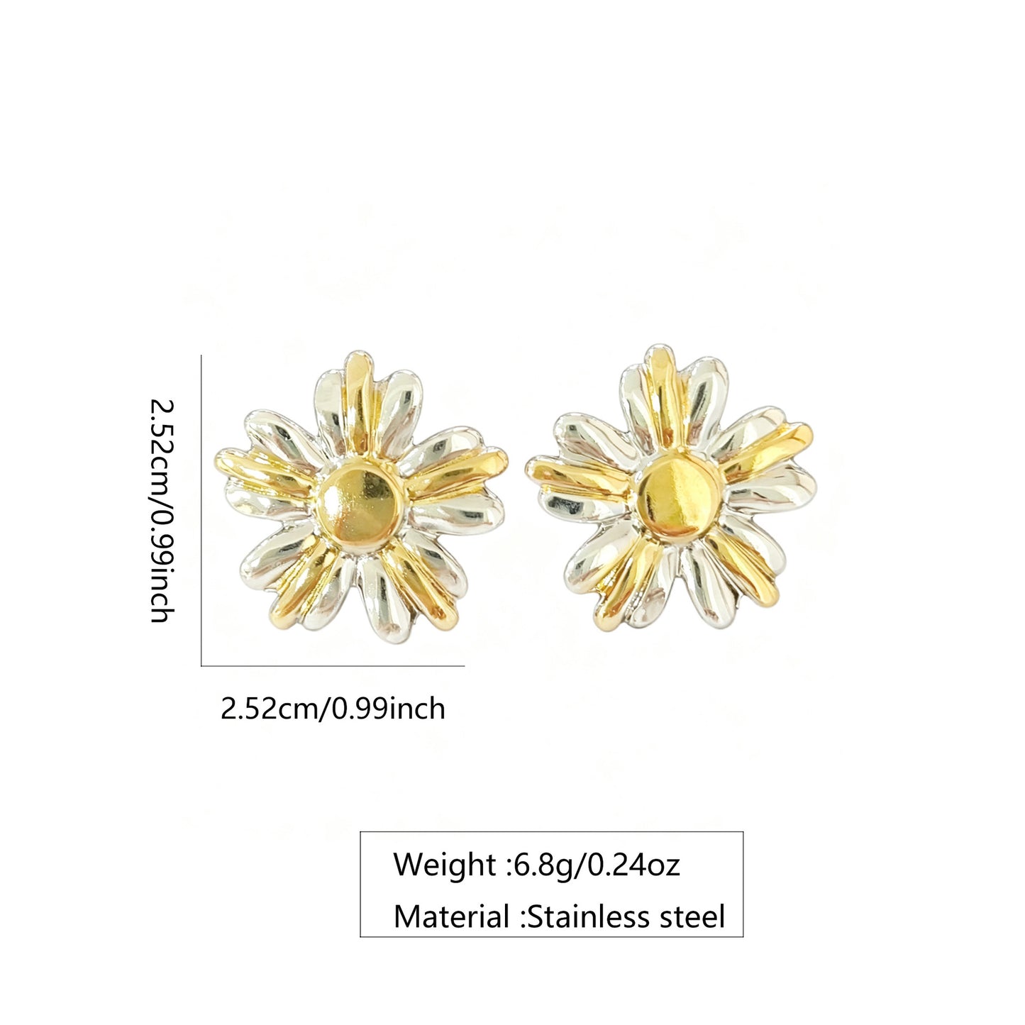 Elegant Floral Plated Stainless Steel Earrings for Women