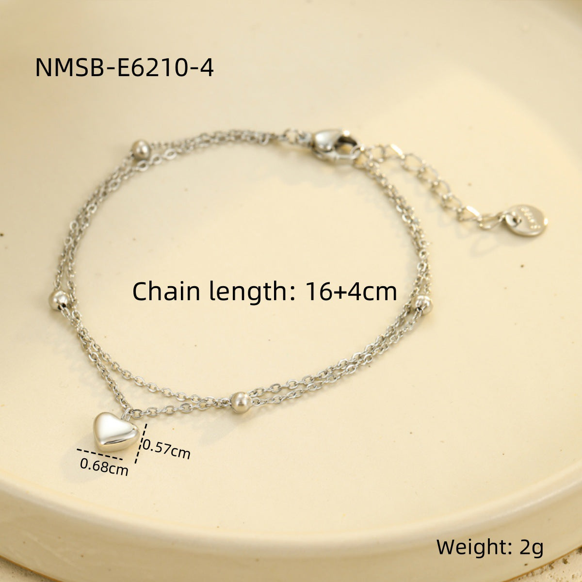 Bracciale Romantico in Acciaio Inossidabile a Cuore con Intarsio di Strass, Accessorio di Moda Minimalista per Donne