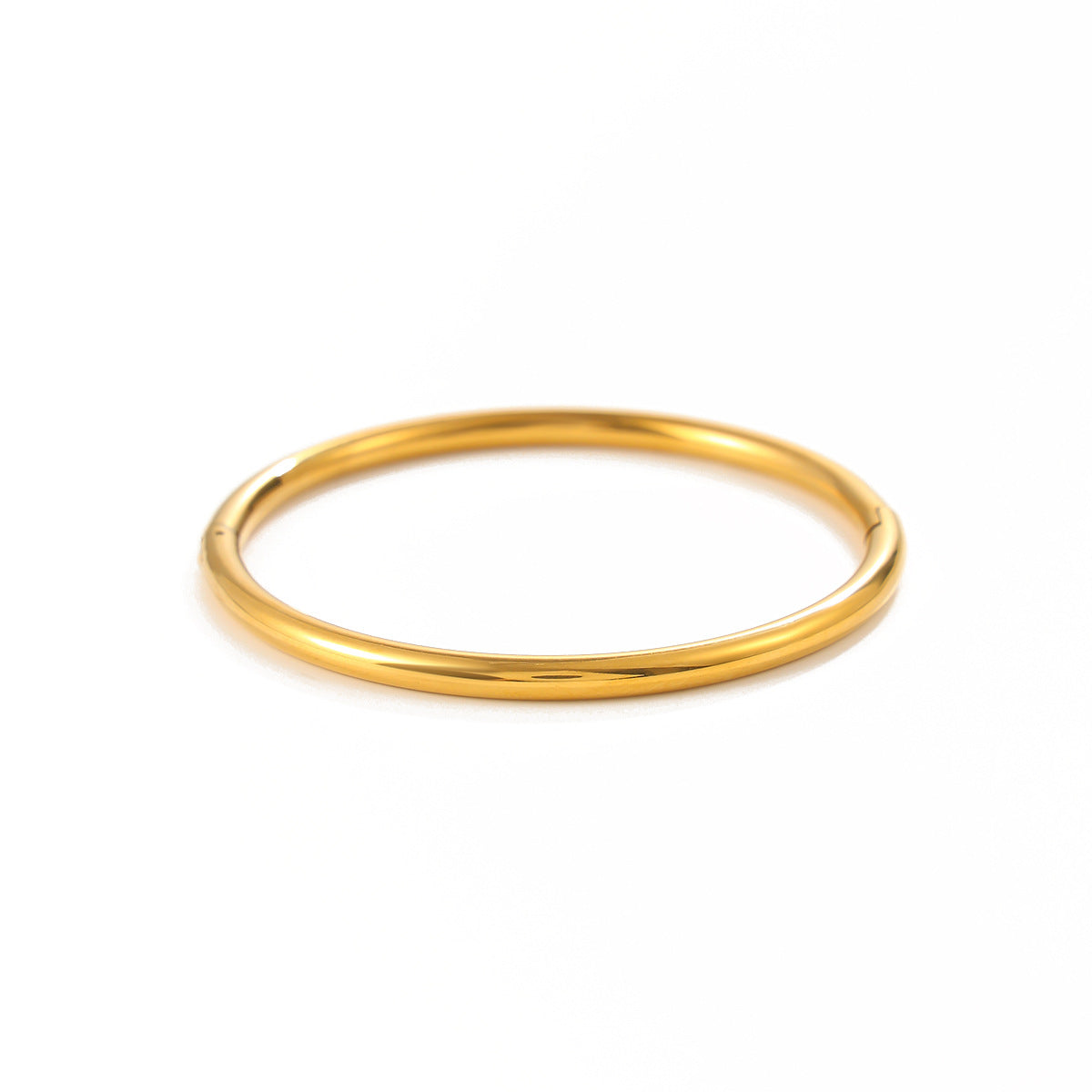 Minimalist Luxury 18K Gold Plated Stainless Steel Round Heart Rhinestone Spring Cuff Bracelet