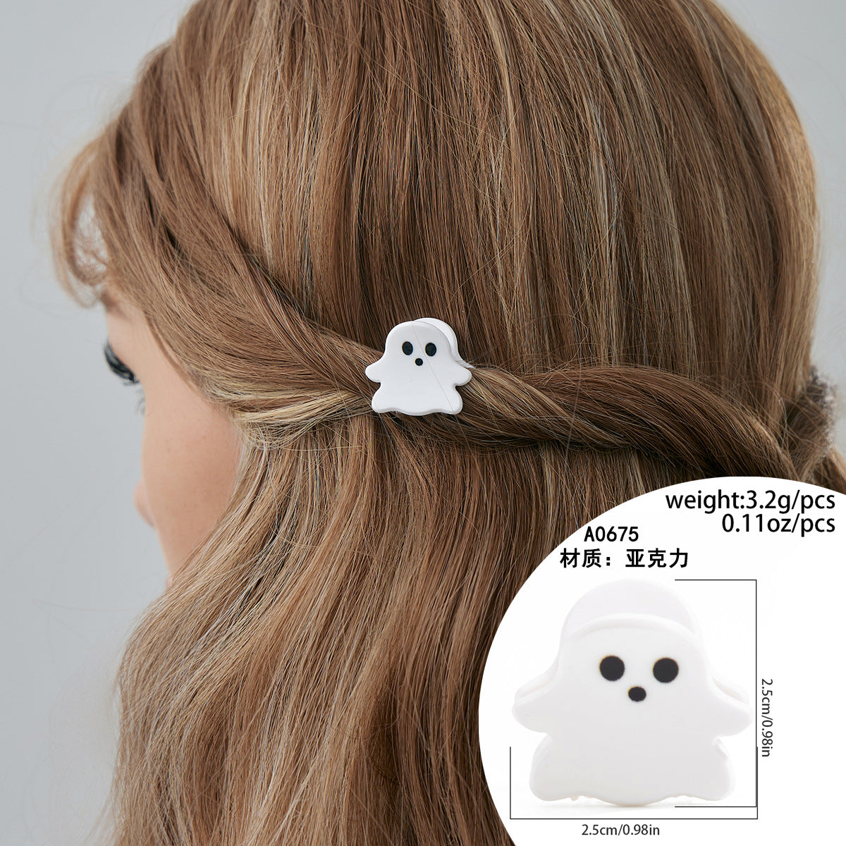Fermaglio Gotico di Halloween con Fantasma e Ragnatela, Fermaglio in Acrilico per Capelli da Donna, Accessorio Festivo in Stile Punk-Chic