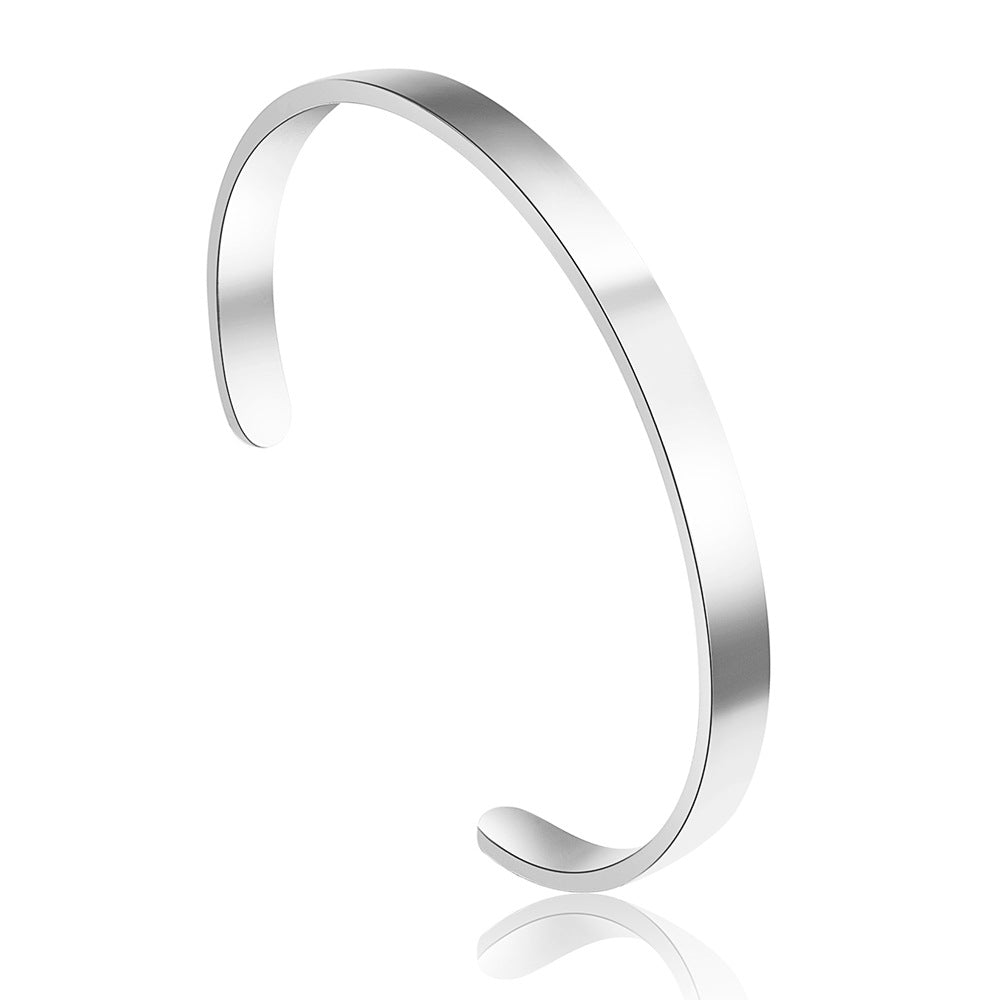 Adjustable C-Shape Geometric Round Titanium Steel Plated Bracelet for Men and Women