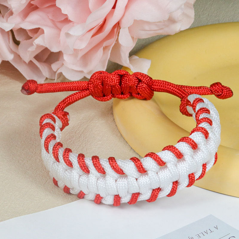Geometric Polka Dot Woven Paracord Bracelet Adjustable Outdoor Survival Friendship Bangle for Unisex
