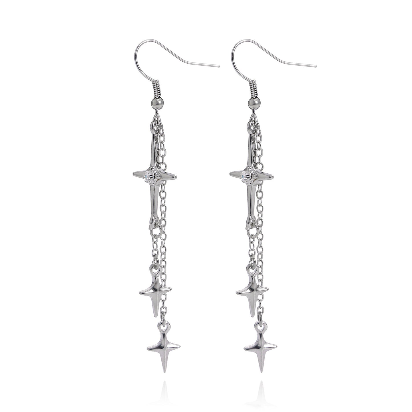 Geometric Cross Star Tassel Dangle Earrings for Women with Alloy Base and Plated Finish