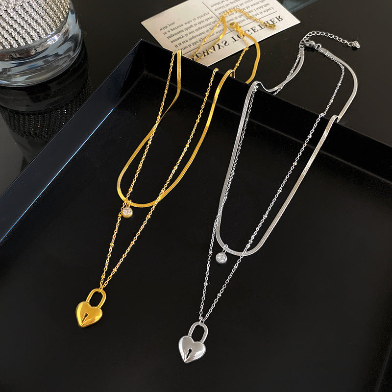 Minimalist Heart Geometric Titanium Steel Plated Pendant Necklace for Unisex