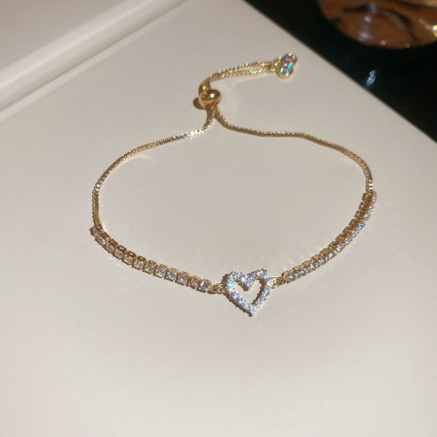 Elegant Geometric Floral Bracelet for Women in Plated Copper with Rhinestone Accents, Minimalist Office Style Hand Jewelry