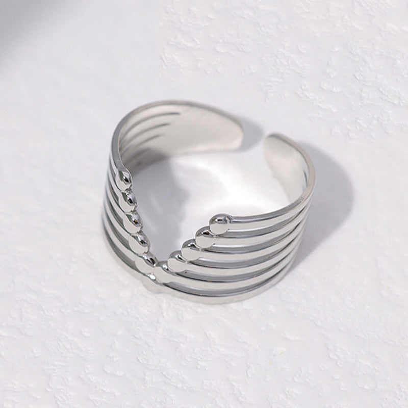 Minimalist Geometric Stainless Steel Open Ring for Women with Plated Finish