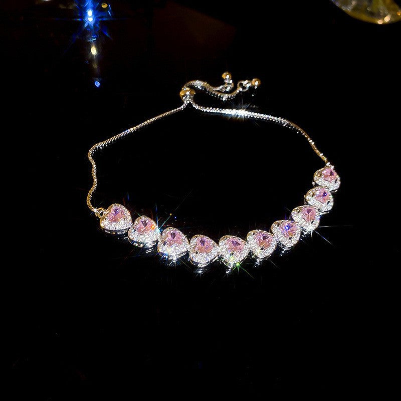 Sweet Elegant Geometric Round Cubic Zirconia Plated Brass Bracelet for Women